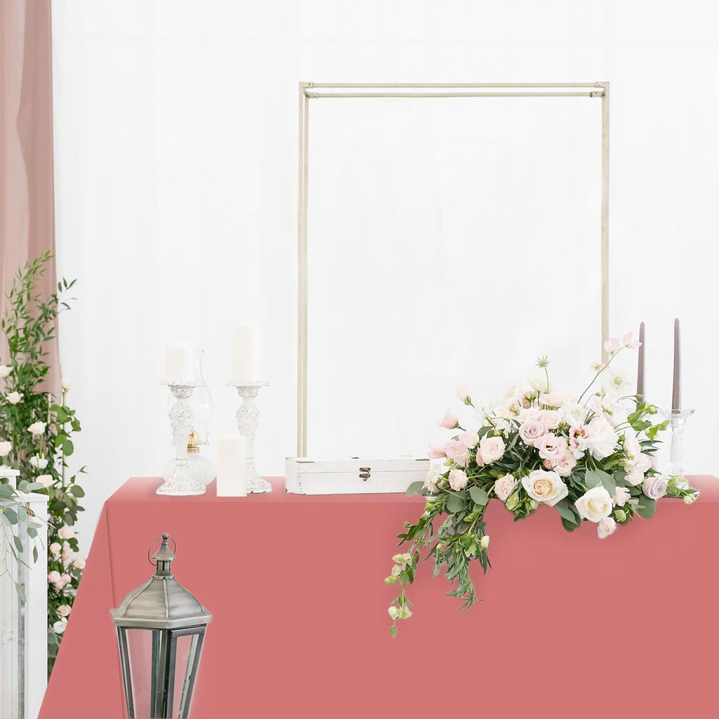Whaline 16Pcs Pink Plastic Tablecloth Set - Waterproof Rectangle Table Covers for Parties | 54 x 108 Inch