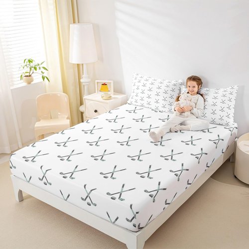 Feelyou Ice Puck Sports Game Sheets Set for Kids - Ice Hockey Bedding Set with Deep Pocket Fitted Sheet - Queen 4Pcs
