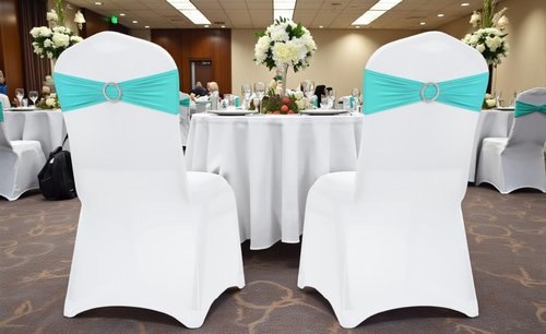 MDS Spandex Chair Sashes - Universal Fit Elastic Stretch Ties with Buckle for Weddings | Aqua Blue - Pack of 125