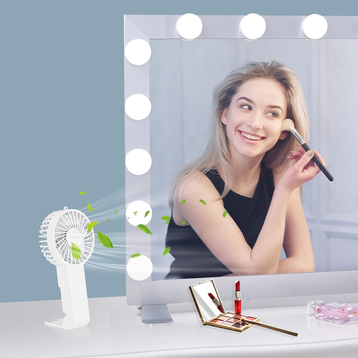 Skiennix Handheld Fan - Portable 3-Speed USB Rechargeable Mini Desk Fan for Home & Travel - White