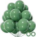 Dark Sage Green Balloons - 110 Pcs 12-Inch Latex Party Balloons with Ribbons for Themed Events