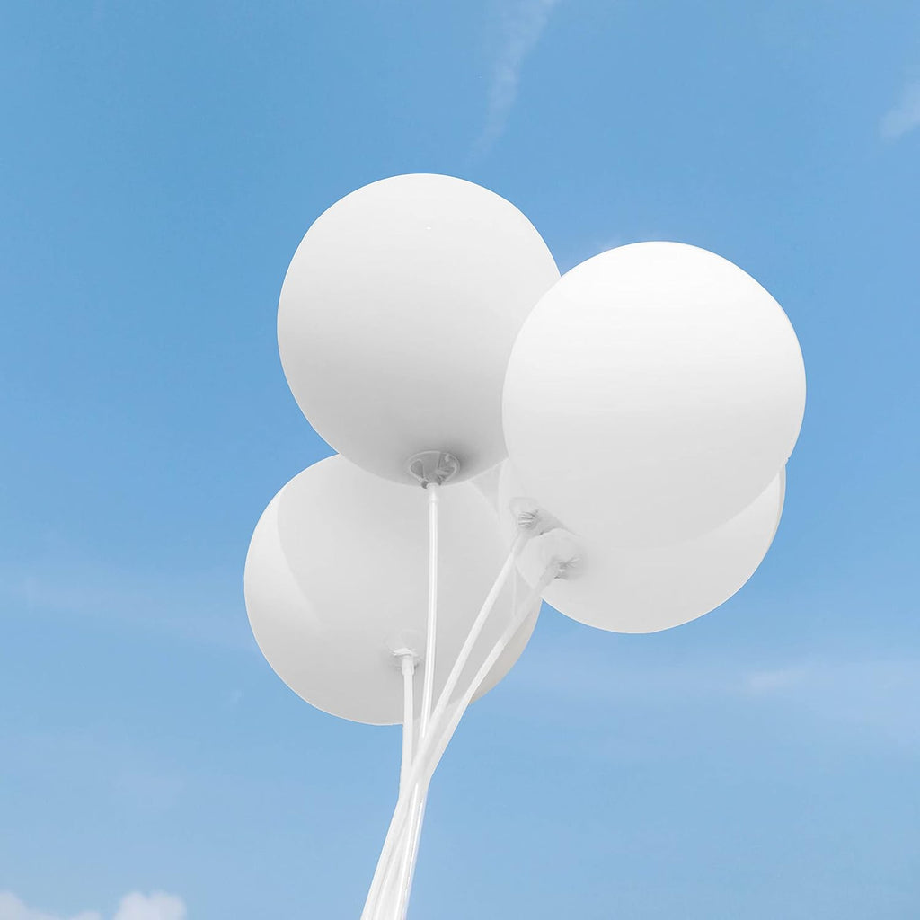 ASIYUHY White Balloons - 100 Pack 12 Inch Latex Balloons with 2 Rolls of Ribbon for Parties & Events