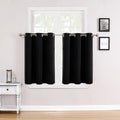 ChrisDowa Small Window Curtains - Grommet Thermal Insulated Room Darkening Panels (Black, 42 x 36 Inch)