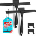 Skiennix 2-Pack All-Purpose Shower Squeegee - Stainless Steel, 10 Inches, Black | Ideal for Glass & Tiles