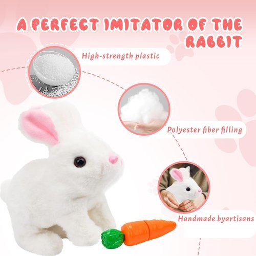 Hopping Bunny Toy - Interactive Plush Rabbit with Sounds & Jumping Ears | Easter Gift for Kids (Brown & White)