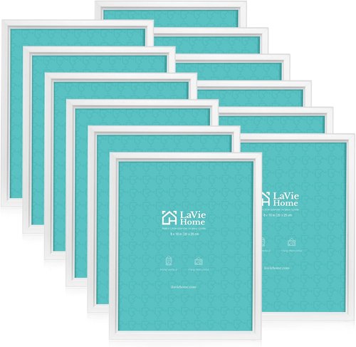 LaVie Home 8x10 Picture Frames - Classic White Photo Frames for Wall Display | Set of 12