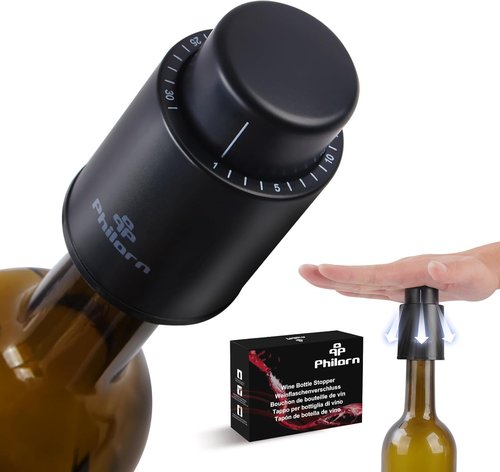 2 PACK Wine Bottle Stoppers, Philorn Vacuum Wine Stoppers - Saver Toppers for Wine Bottles, Reusable Wine Cork Cover Keep Wine Fresh after Opening, Real Vacuum Pump Wine Keeper Cap Preserver - Gifts