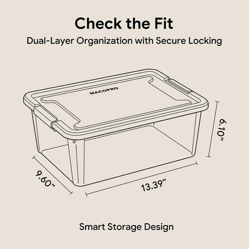 MACOPRO Plastic Storage Box - Clear Craft Organizer with Removable Tray | Ideal for Beads, Tools, Sewing (White, 1 Pack)