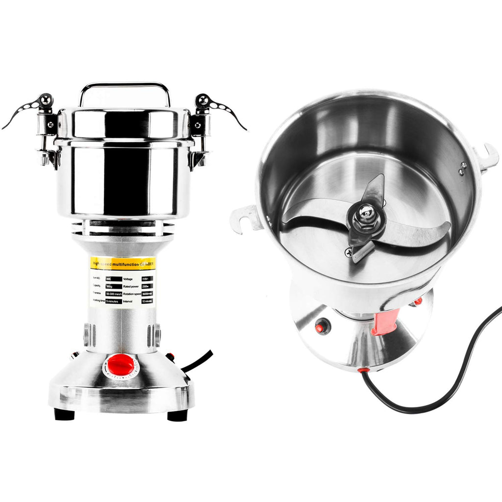 DasMarine 500g High Speed Electric Grain Mill Grinder - Commercial Stainless Steel Spice Grinder with 2500W Motor, 50-300 Mesh, 36000RPM - Ideal for Kitchen Herb, Spice, and Pepper Grinding (500g)