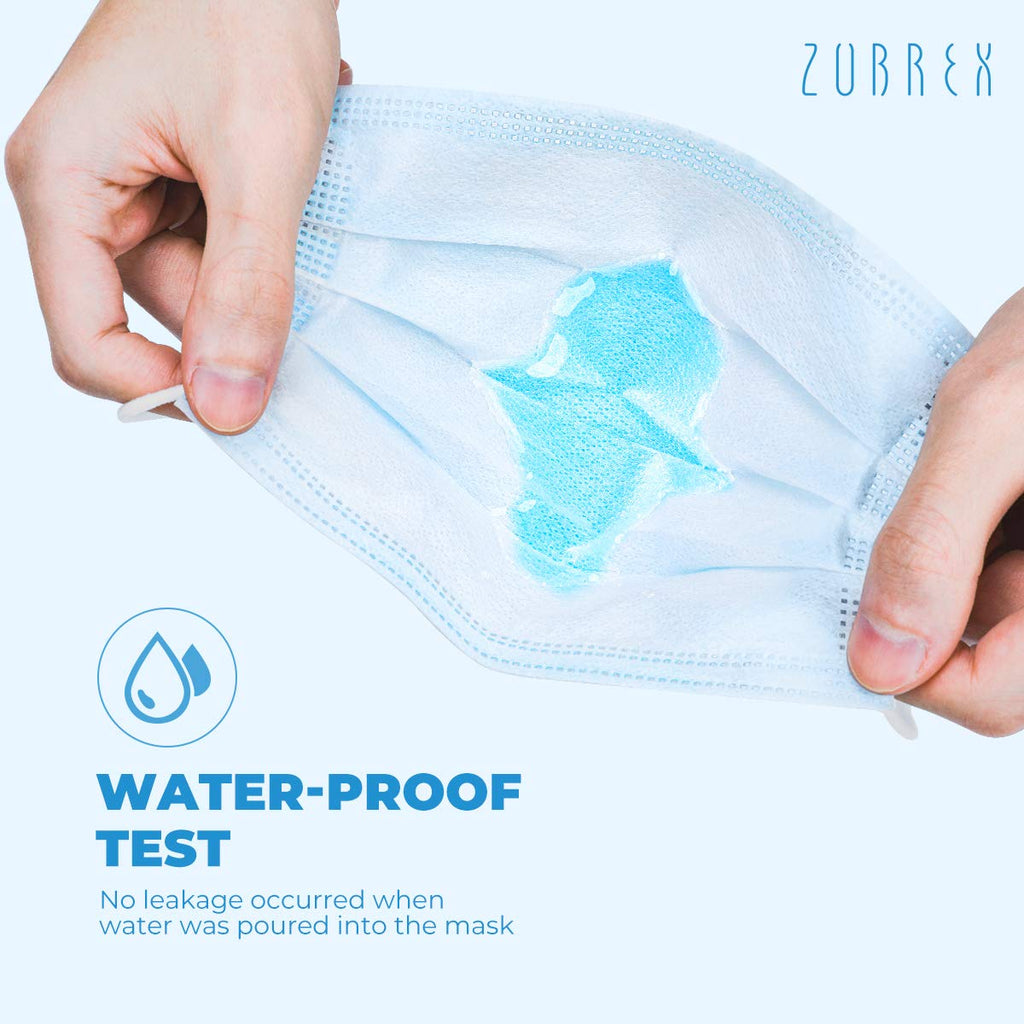 Zubrex 50 Pcs Disposable 3 Ply Safety Face Mask for Protection - with Nanofiber Lining Elastic Earloops, Lightweight Breathable Protective Anti-Dust Facial Masks Health School Office