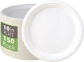 Vplus Compostable Paper Plates - 10.25 Inch Super Strong & Eco-Friendly | 150 Pack, 100% Biodegradable