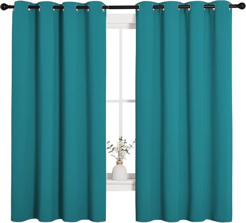 NICETOWN Blackout Curtains - Thermal Insulated Room Darkening Panels for Kids' Bedroom | Peacock Teal, 68" Length (2 Pieces)