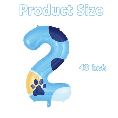 40 Inch Blue Number 2 Balloon for 2nd Birthday Party Decorations Supplies