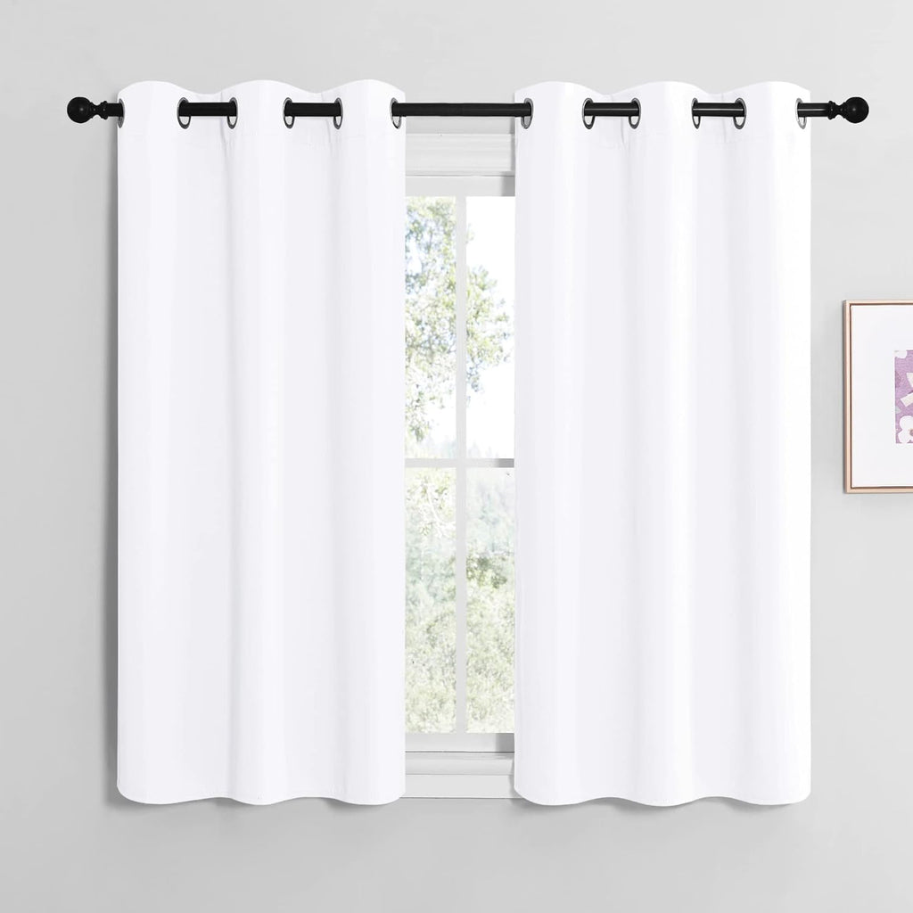 NICETOWN White Window Curtain Panels - 50% Light Blocking for Bedroom & Dining Room | Set of 2 (42" x 50")