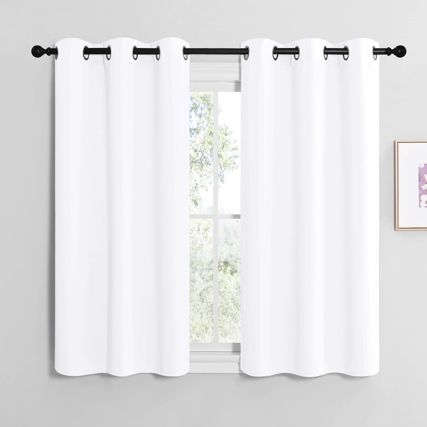 NICETOWN White Window Curtain Panels - 50% Light Blocking for Bedroom & Dining Room | Set of 2 (42" x 50")