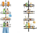 HAMITOR Shower Caddy Tension Pole - 4-Tier Rustproof Bathroom Organizer | Adjustable No-Drill Shelf - 47-123 Inch