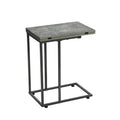 Household Essentials Jamestown Extendable C-Shaped for Accessiblity Side End Table Rustic Slate Concrete and Black Metal