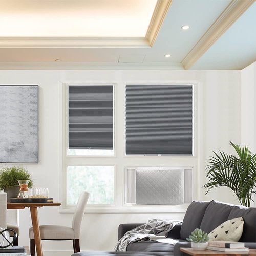 HOXHA Indoor Air Conditioner Cover for Window Units,Double Insulation Anti-Rust Adjustable Inside Window AC Cover with Free Elastic Straps