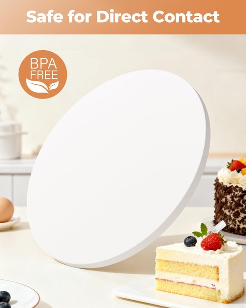 Kootek Cake Boards 12 Inch Round, 1/2 Inch Thick Cake Drum, Sturdy Corrugated Cardboard Base, Base para Pastel, White, 2 Pack
