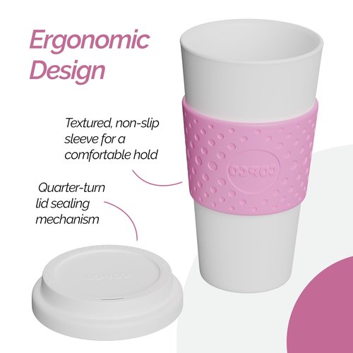 Copco 2510-9920 Acadia Travel Mug, 16-Ounce, Bubble Gum (Set of 2)