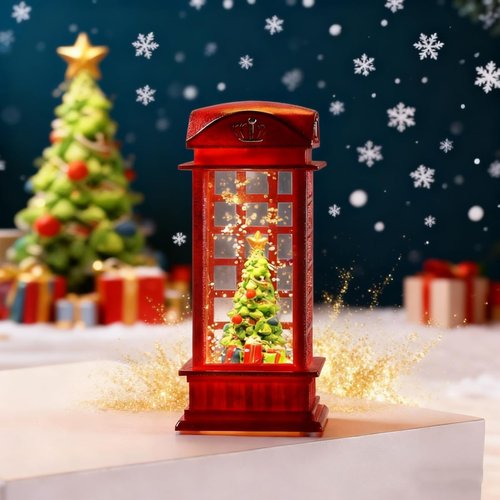 Lighted Christmas Snow Globe - Swirling Glitter Water Lantern | Battery Operated Tabletop Ornament for Home Decor