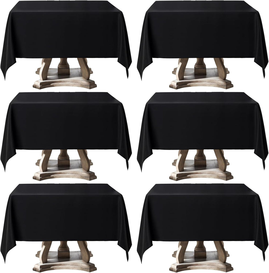 Regine Switzerland Square Tablecloth - 52 x 52 Inch Black | Stain & Wrinkle Resistant, Washable Polyester for Events