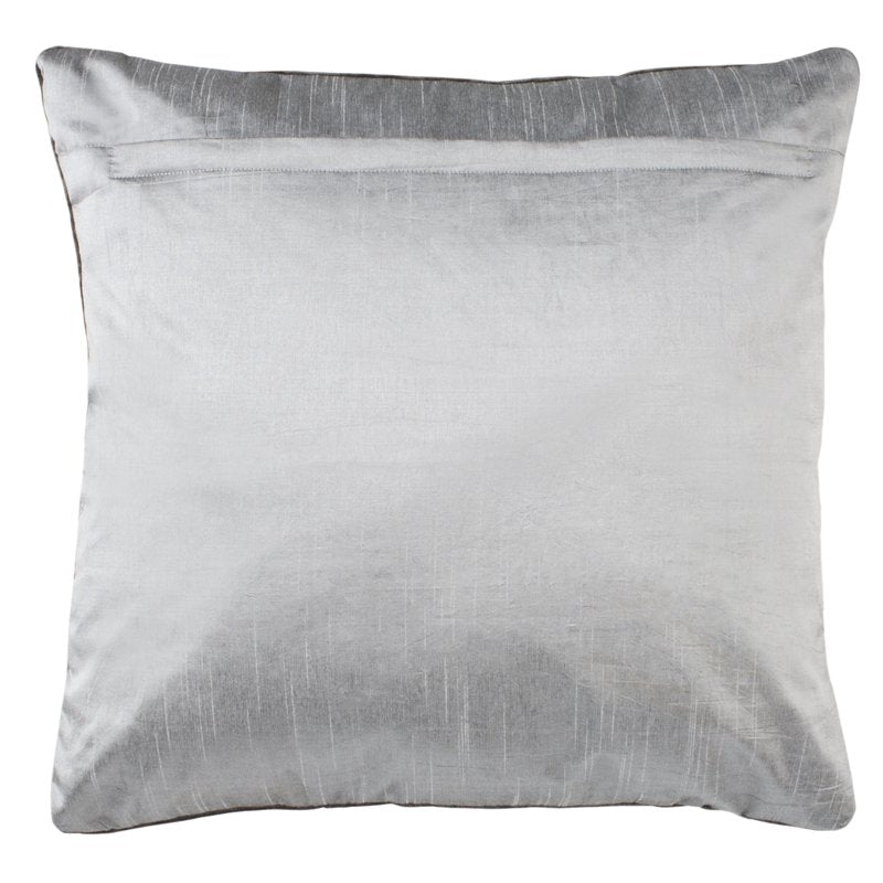 Geometric Beaded Plush Throw Pillow - Green & Grey 20x20 Inches