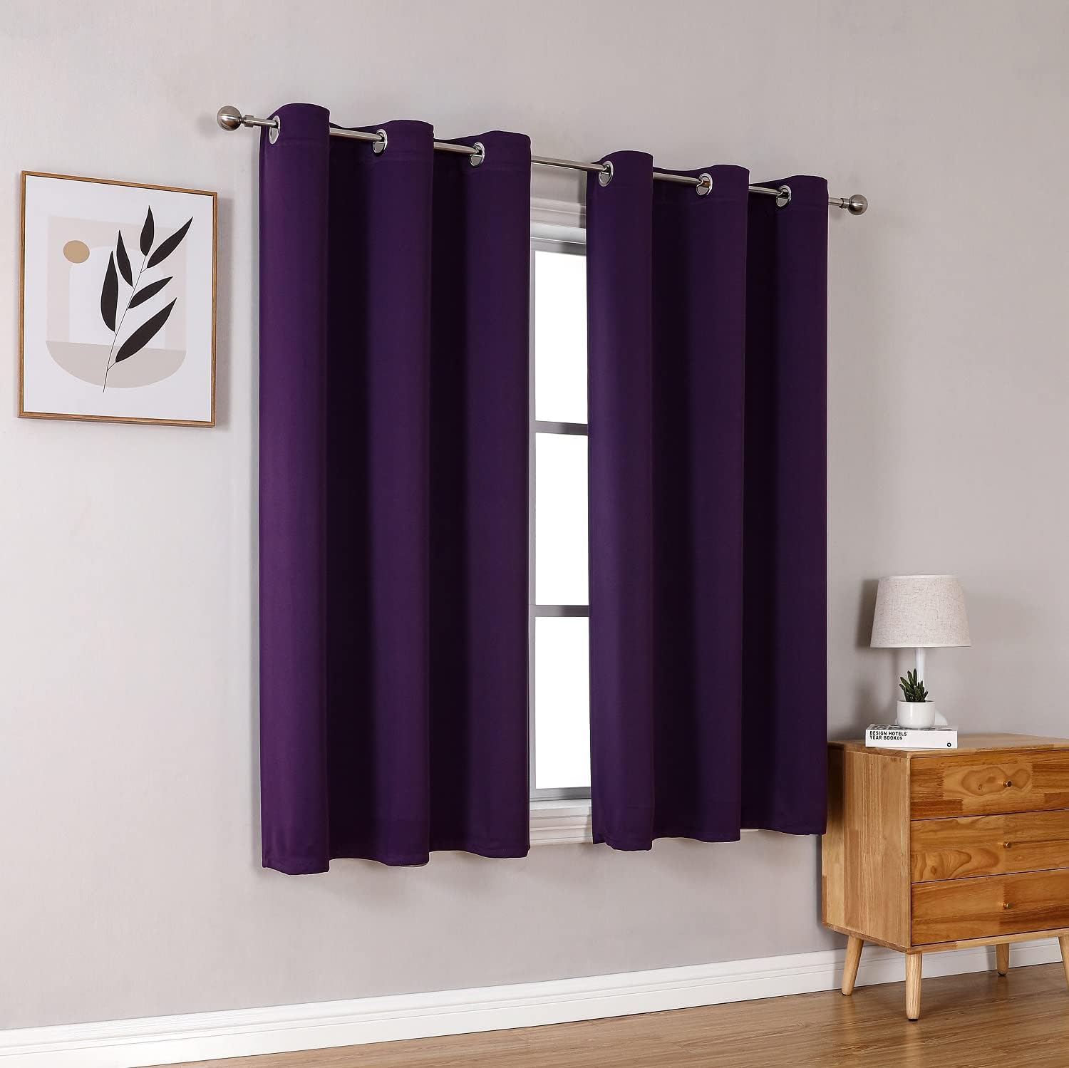 ChrisDowa Grommet Blackout Curtains - Thermal Insulated Room Darkening Panels, Royal Purple, 42W x 63L