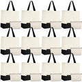 Sanwuta 24 Pcs Canvas Tote Bags Bulk with Zipper Cosmetic Bags 18.5" Cotton Canvas Bag with Handles Reusable Shopping Bags(Beige and Black)