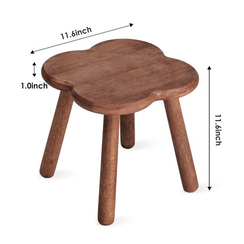 Jurath Wooden Step Stool for Adults Upgraded11.6inch Small Wooden Stool with Four Detachable and Assembled Legs for Bathroom, Kitchen, Bedroom, Plant Stand (Natural Solid Wood top and Legs)