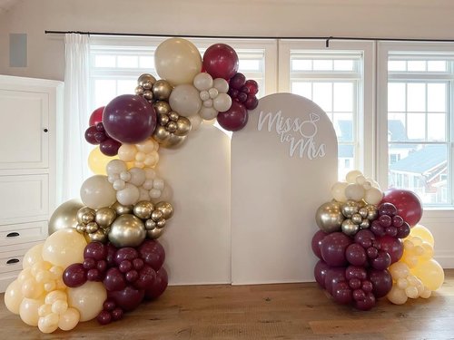 HKYOOD 150Pcs Burgundy Balloon Garland Arch Kit - Birthday Party Decorations with Metallic Rose Gold Maroon White Gold Balloons for Baby Shower Valentines Day Bridal Shower Wedding Prom Decorations