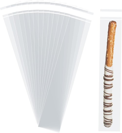 Morepack Self-Sealing Cellophane Bags - 2x10 Inches | 100 Clear Resealable Bags for Candy & Treats