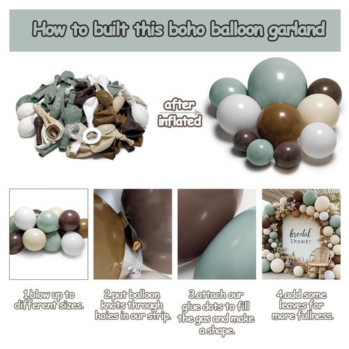 Dusty Green Nude Balloon Arch Double Stuffed Sage Green Brown Beige White Sand Cream Balloon Garland Kit for Neutral Baby Shower Birthday Wedding Woodland Wild One Fall Dinosaur Party Decor