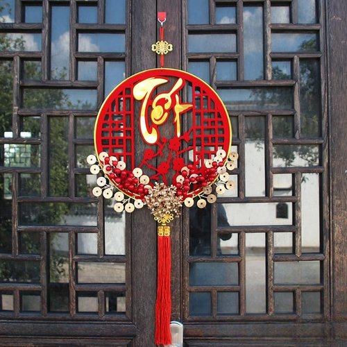 LOONELO Vietnamese New Year Hanging Ornament with Tassel, Asian Lunar New Year Pendant for 2026 Tết Việt NAM Décor, Red and Gold Lucky Prosperity Charms Hanging Decorations for Door Wall Home Office