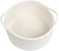 Woven Basket by [Brand Name] - Cute White Storage Solution with Handle | Small Cotton Rope Bin for Nursery