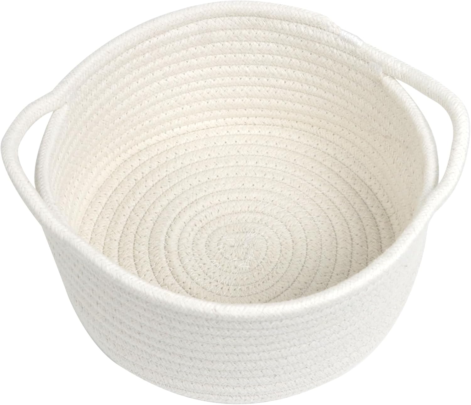Woven Basket by [Brand Name] - Cute White Storage Solution with Handle | Small Cotton Rope Bin for Nursery
