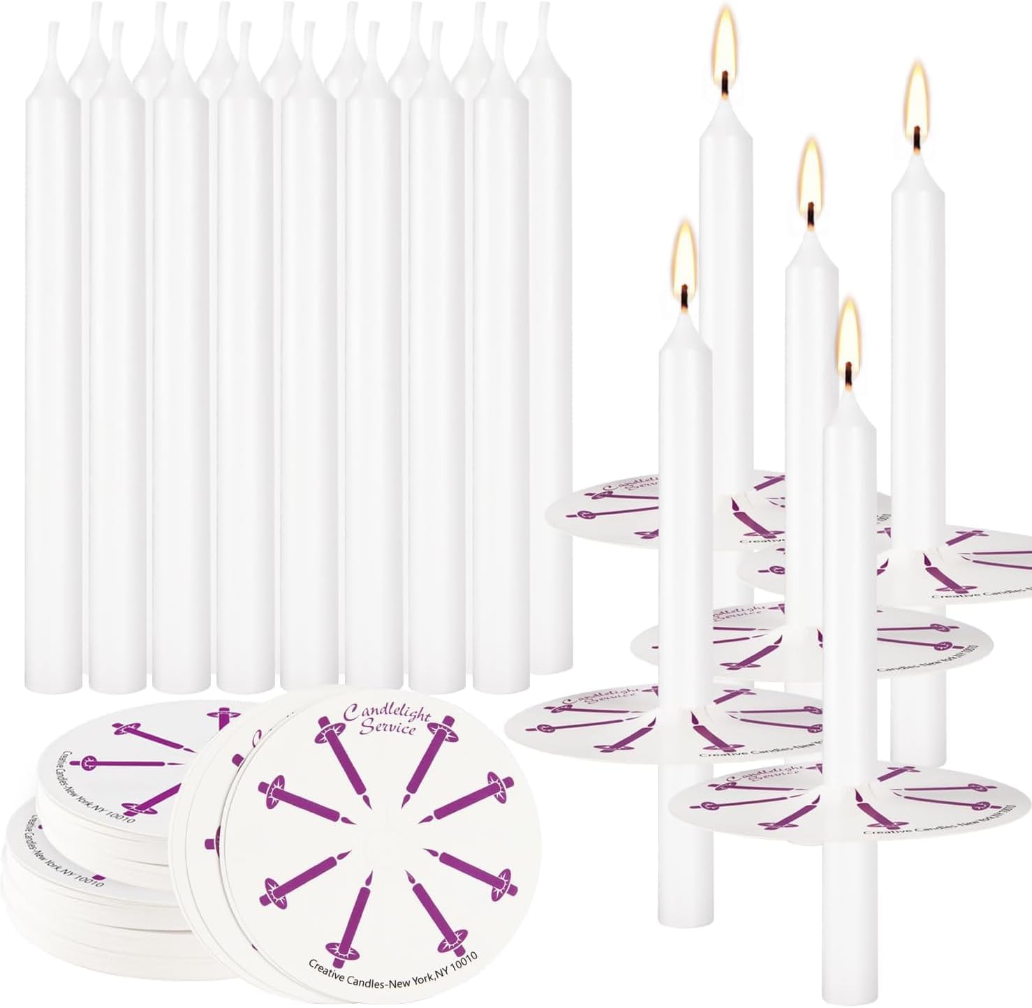 YOROXRG Unscented White Church Candles - 200 Pcs with Drip Protectors for Vigil Services | 5" H x 1/2" D