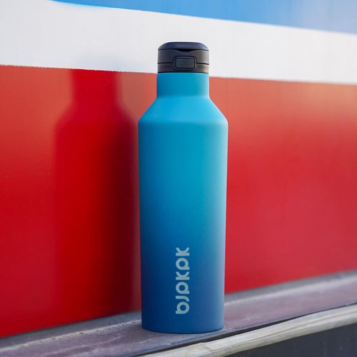 BJPKPK Insulated Water Bottle - 25oz Stainless Steel Flask with Straw & Carry Handle | Charming Black Red