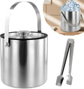 Ice Bucket with Lid Strainer Tong,2QT Double Walled Stainless Steel Insulated Ice Bucket Container,Good Sealing Ice Cube Bucket with Cover for Chilling Beer Cocktail Bar Parties