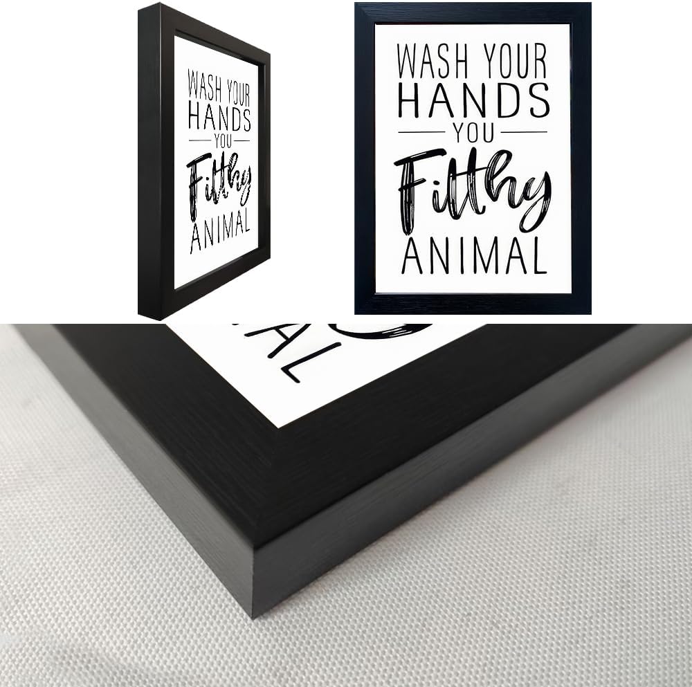 Regine Switzerland Black and White Bathroom Decor Art - Framed Canvas Print for Kid's Washroom