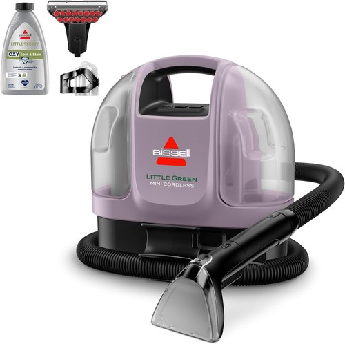 BISSELL Little Green Mini Cordless Carpet Cleaner - Portable Deep Cleaning with HydroRinse Tool | Dusk Pink