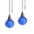 2PCS Blue Pull Chain Crystal Glass Ice Cracked Ball Pull Chain for Ceiling Fan Light Decoration 50cm Extension Chain