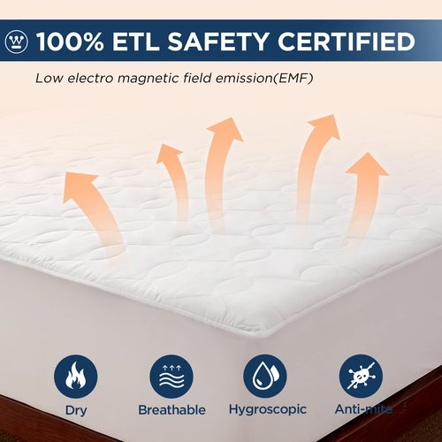 Westinghouse King Size Heated Mattress Pad, Luxury Quilted Electric Bed Warmer with10 Heat Settings Dual Control & 1-12 Hours Auto Off, Fit Up to 17" Deep Pocket, Machine Washable, 78x80 Inch
