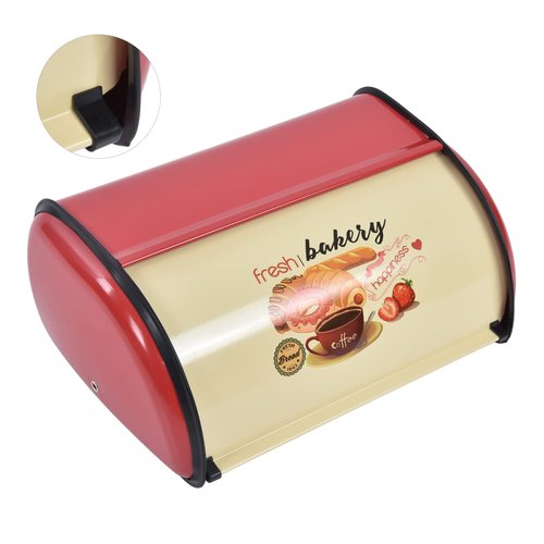 Metal Bread Box for Kitchen Countertop,Space Save Bread Boxes Large Capacity Bread Bin Holder Container with Roll Top Lid kitchen Storage Containers(9.1x13.0x5.7in) (red)