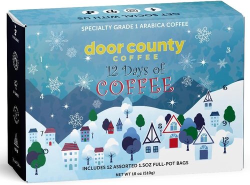 12 Days of Coffee Advent Calendar - 12 Unique Flavored Ground Coffee Bags - Perfect Holiday Gift