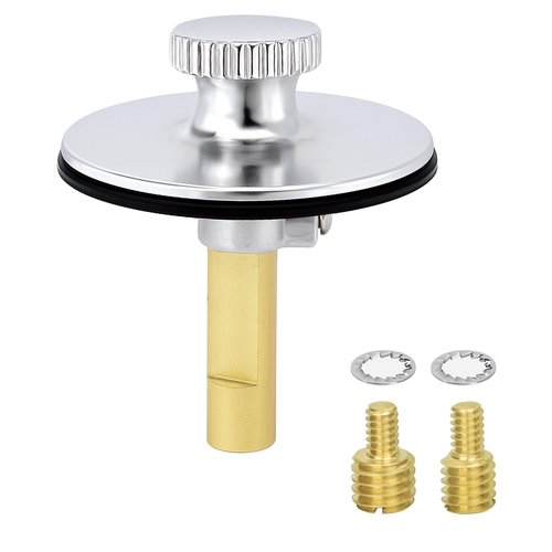 Bathtub Drain Stopper, Durable Metal Lift-and-Turn Tub Stopper, 2 Threading Adaptor 3/8 Inch and 5/16 Inch, Chrome