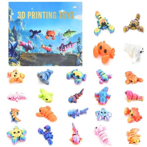 Christmas Advent Calendar Mini 3D Printed Animals, 24 piece3D Printed toy Set, Birthday gifts for boys and girls, party gifts Christmas gifts