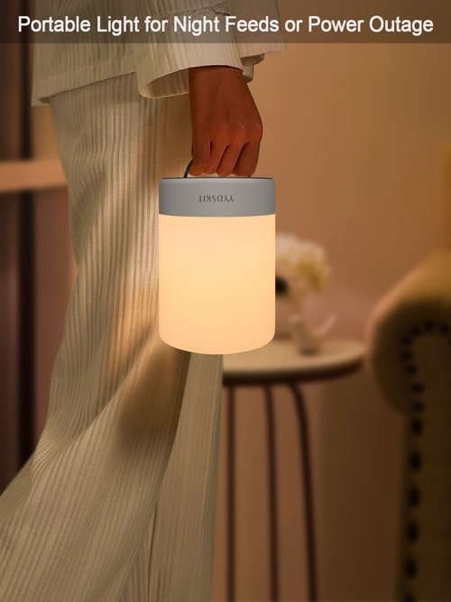 YYDSKIT Baby Night Light, Nursery Night Lamp for Breastfeeding, Portable Nightlight for Kids Toddlers Bedroom, Warm & Soft Bedside Lamp, Touch Control, Rechargeable, Lasting Up to 100Hours