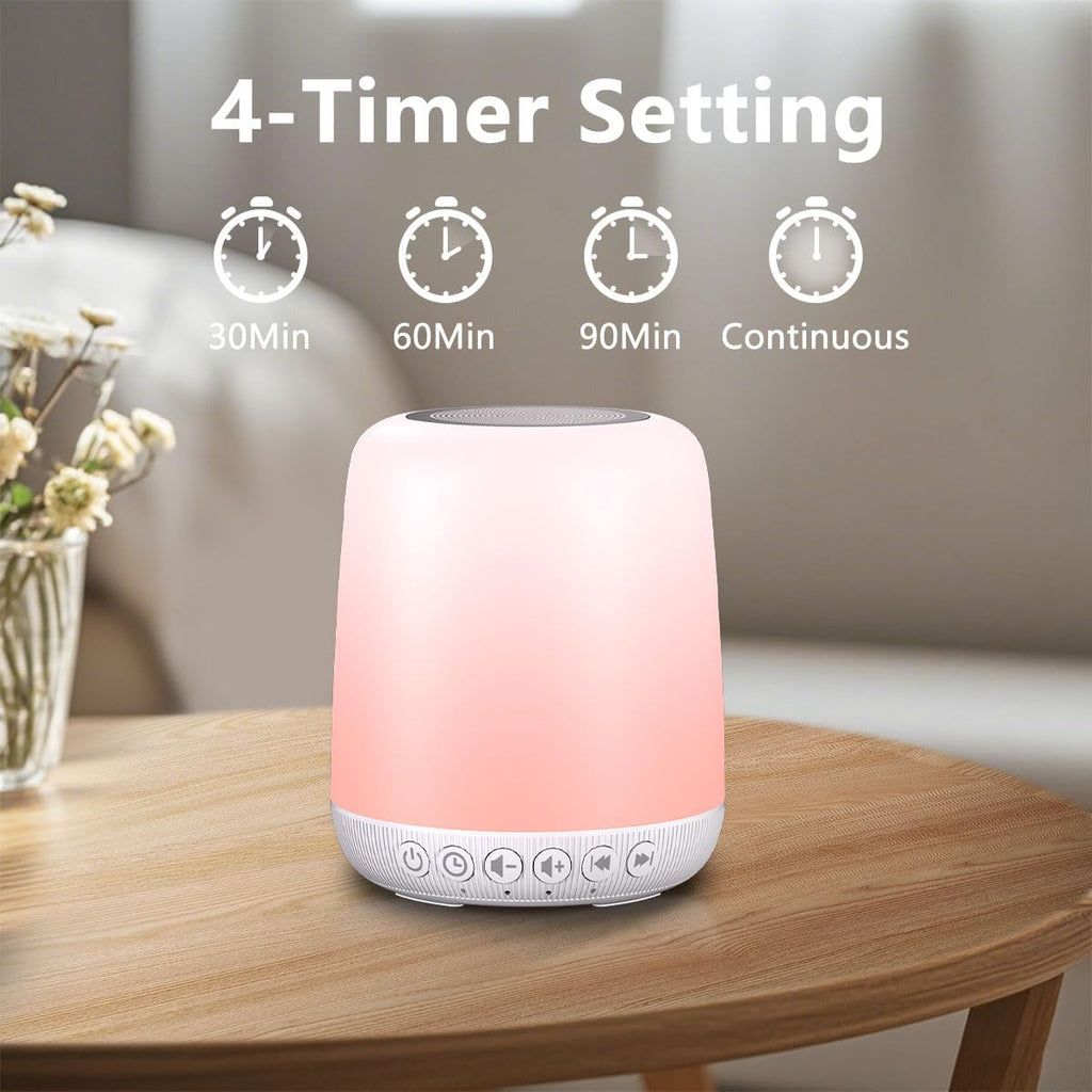 Skiennix White Noise Sound Machine - Portable Sleep Aid with 30 Soothing Sounds & 12 Night Light Colors