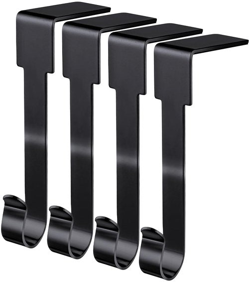 Edoneery Christmas Stocking Holder for Mantle Fireplace, Non Slip Silicone Pad Mantel Stocking Hangers for Shelves, Hanging Decorations Hooks for Family Xmas Holiday Party (Black, 4)